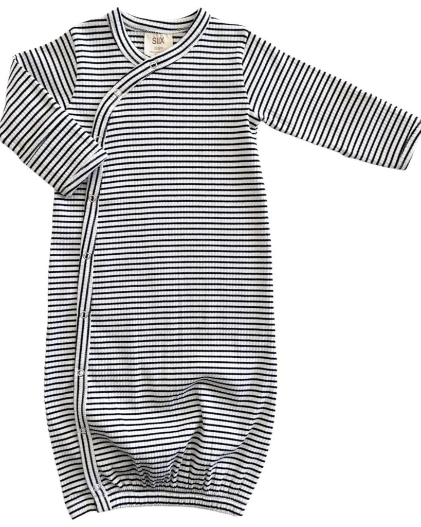 Ribbed Gown in Black Stripe