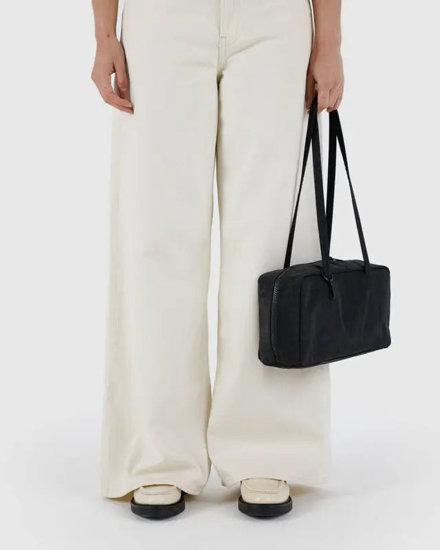 Nylon Bowler Bag in Black