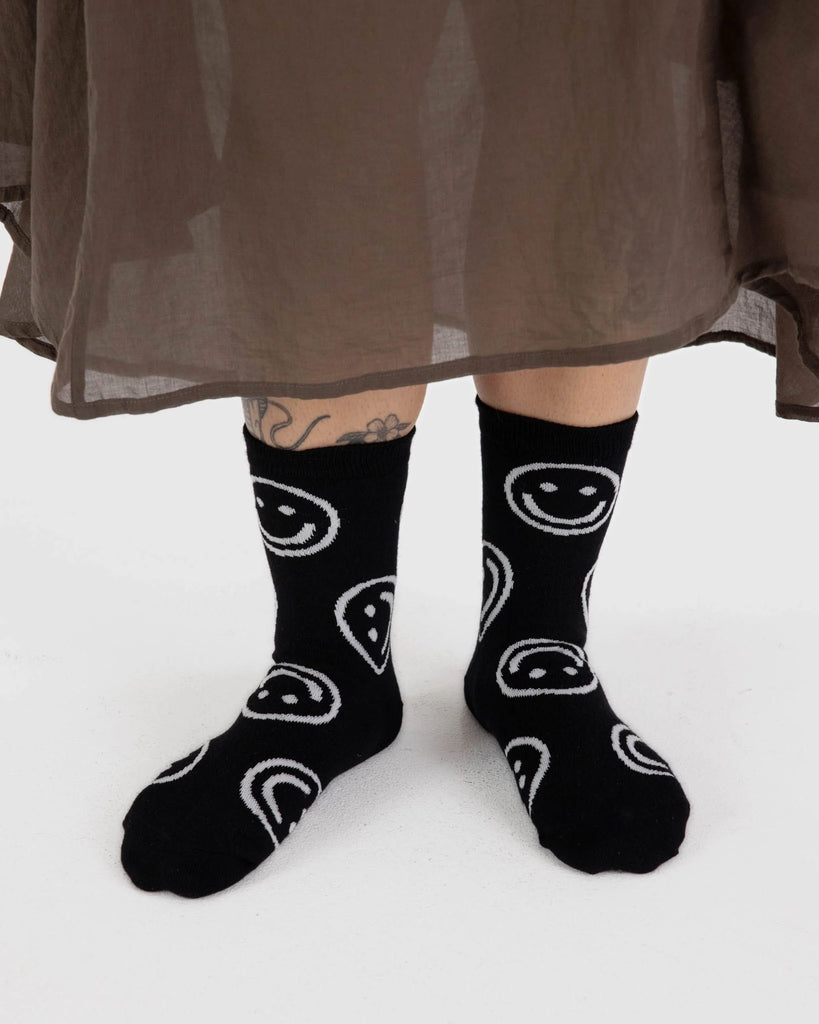 Baggu Crew Sock in Black Happy