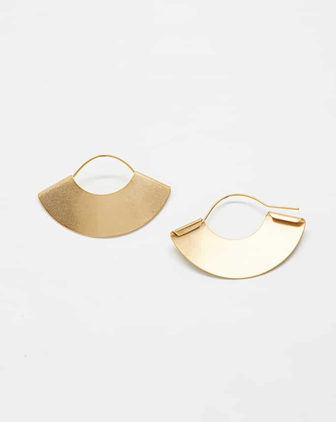 Gold Mini Fan Earrings