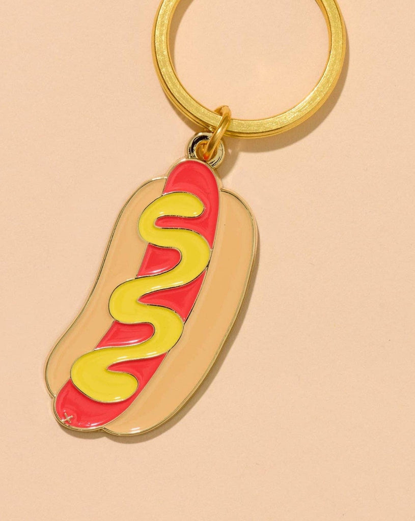 Hot Dog Enamel Keychain