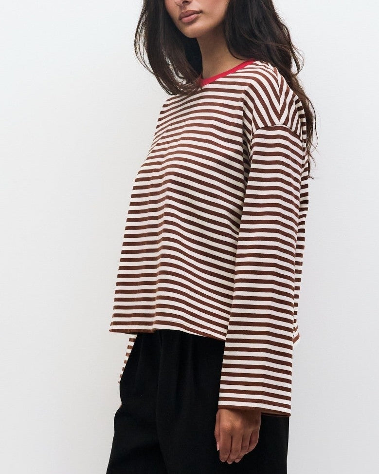 Callahan Top in Brown/White