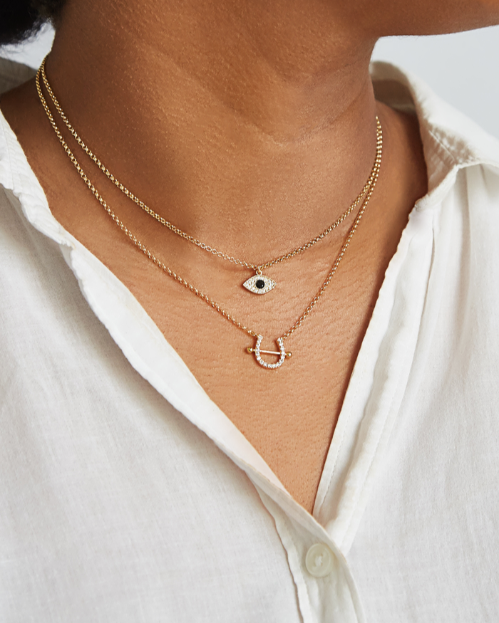 Pave Evil Eye Gold Necklace