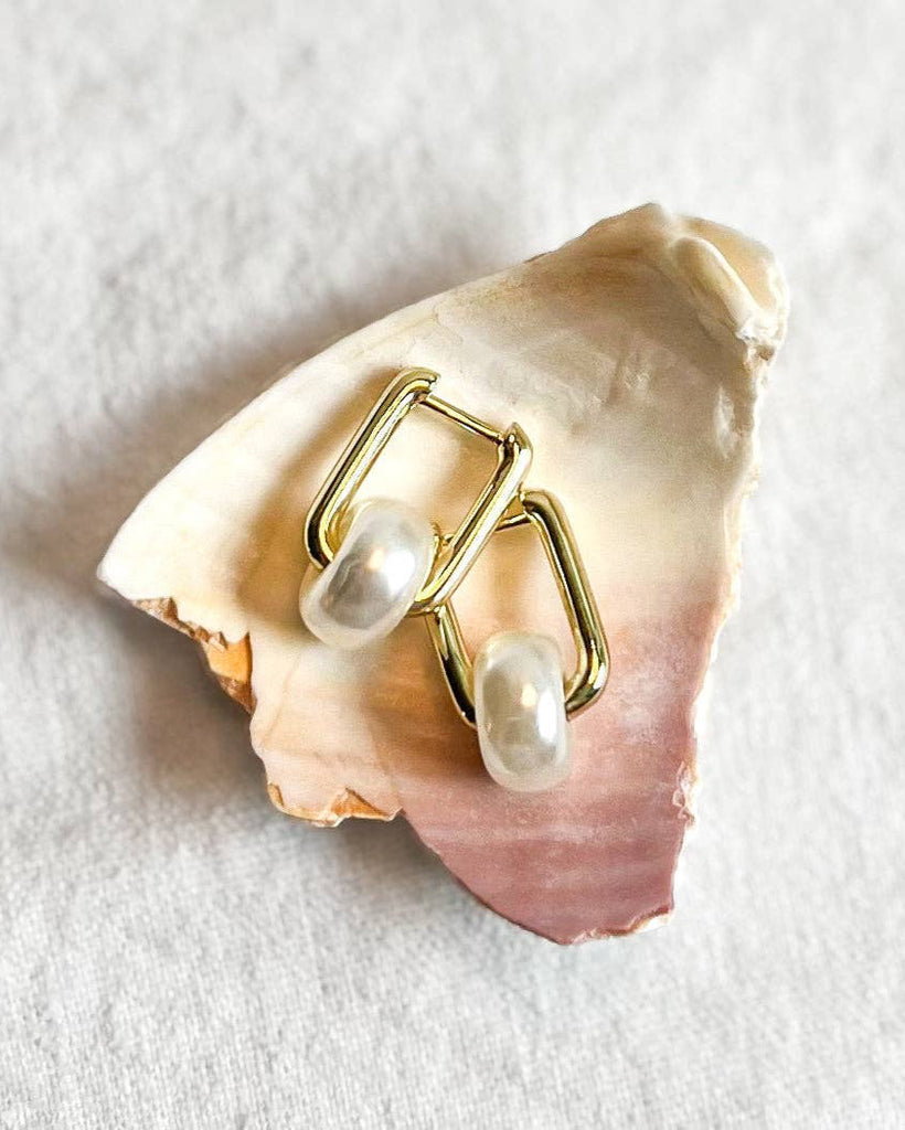 Pearl Huggie Hoop Earring