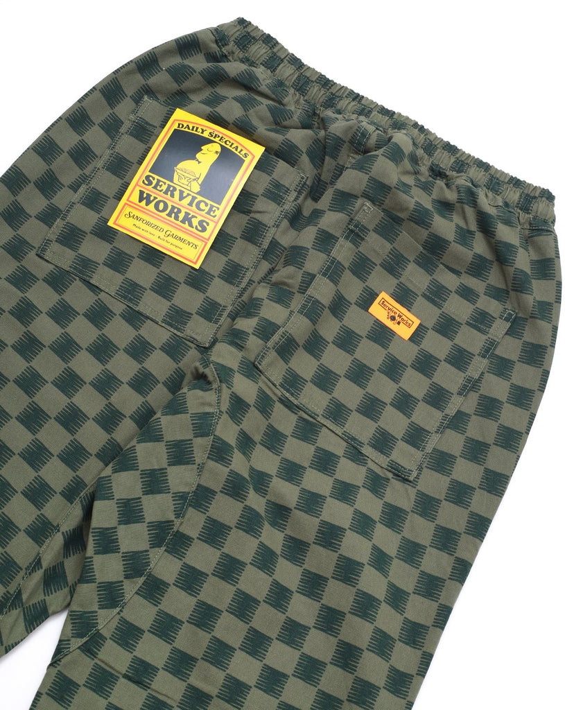 Canvas Chef Pant in Green Checker