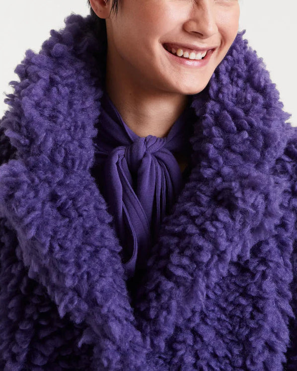 Faux Fur Coat in Purple