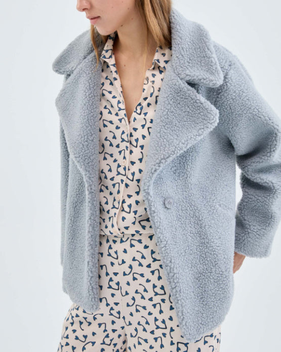 Paris Fuzzy Coat in Grey