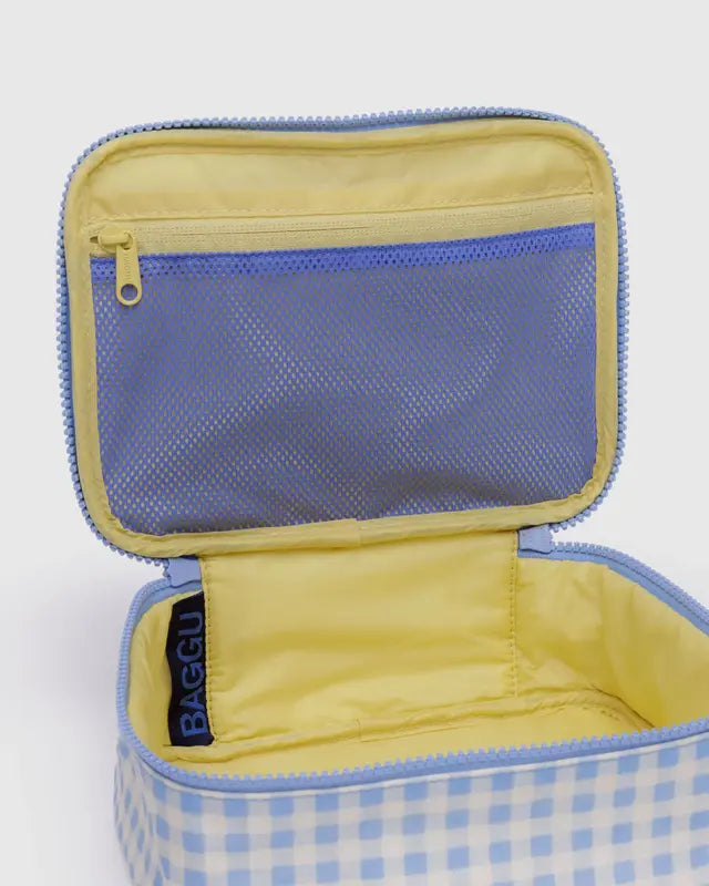 Small Cosmetic Case in Light Blue Gingham