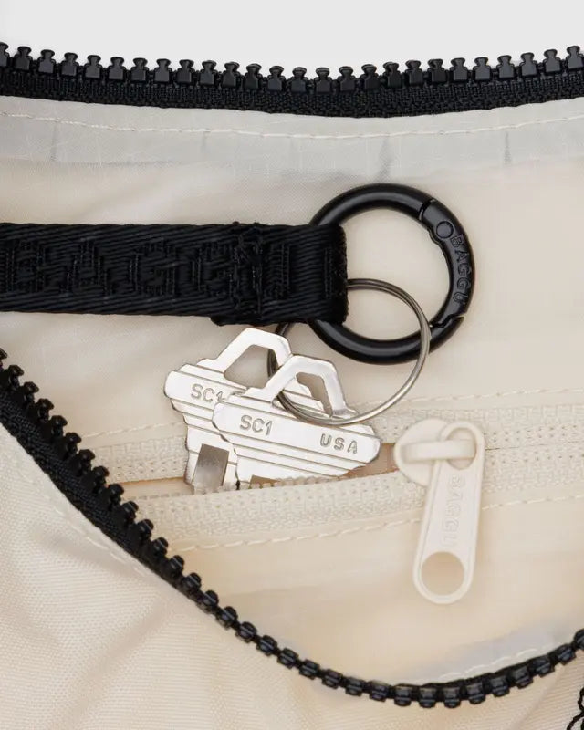 Small Nylon Crescent Bag in Embroidered Shells