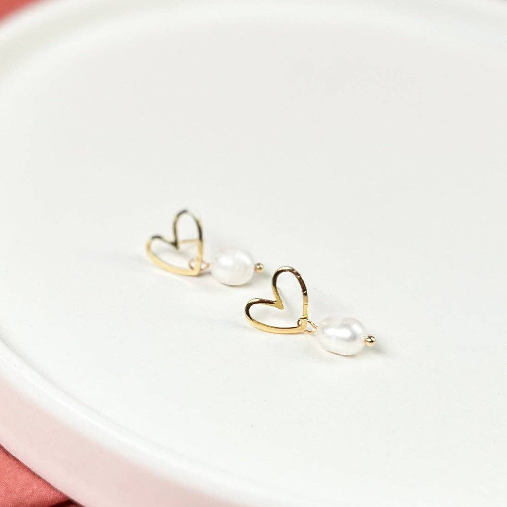 Pearl Heart Earrings