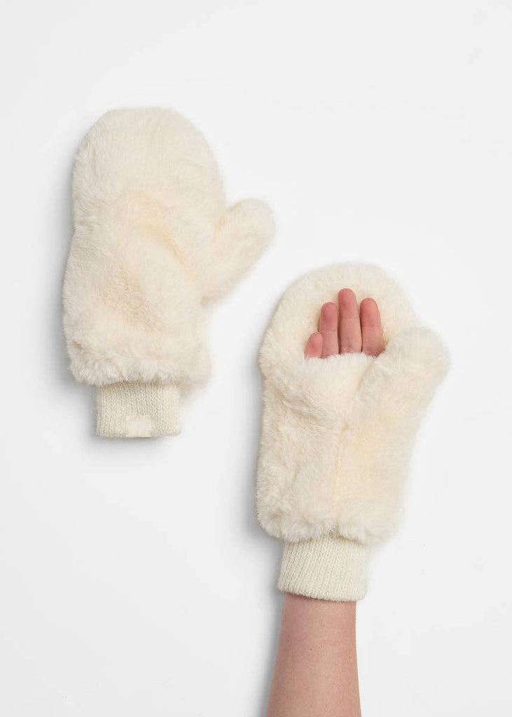 Faux-Fur Mittens - Ivory