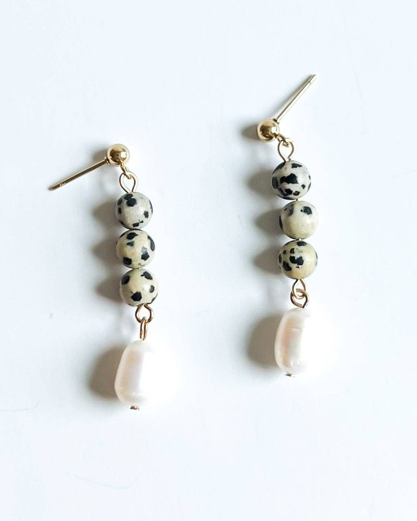 Jasper and Pearl Drop Earrings