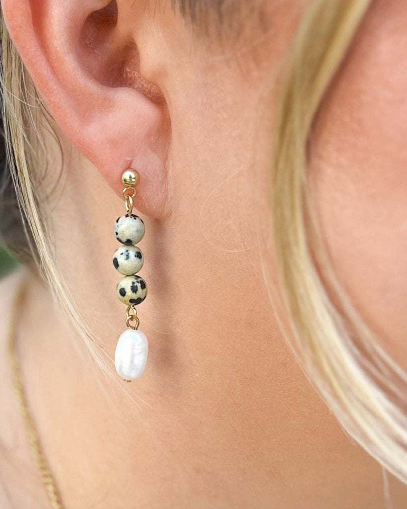Jasper and Pearl Drop Earrings