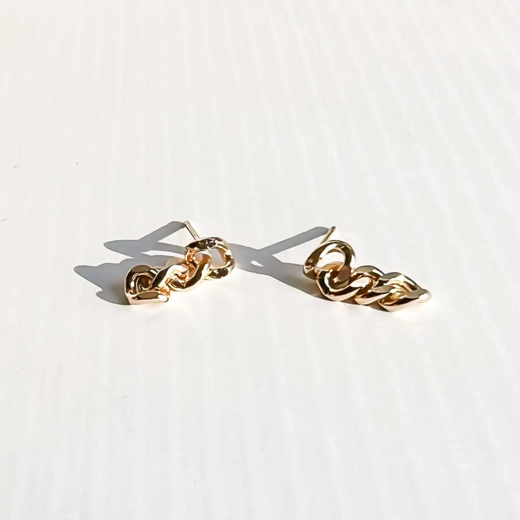 Gold Chain Stud Earrings