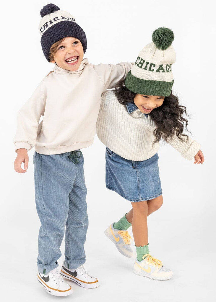 Youth Chicago Pom Beanie in Green