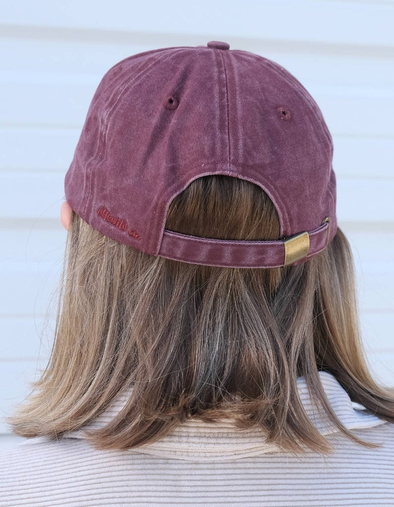 Tinned Fish Embroidered Hat in  Washed Burgundy