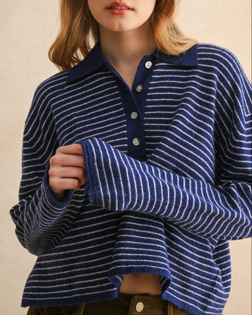 Stripe Knitted Top in Blue/White
