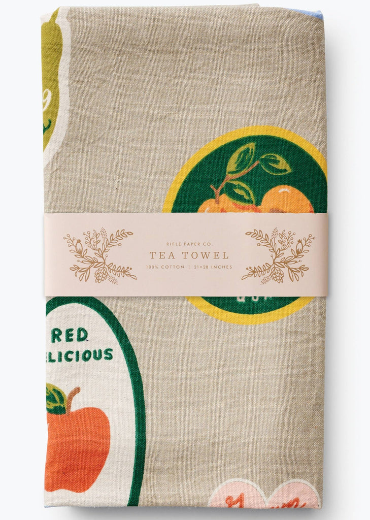 Fruit Stickers Tea Towel