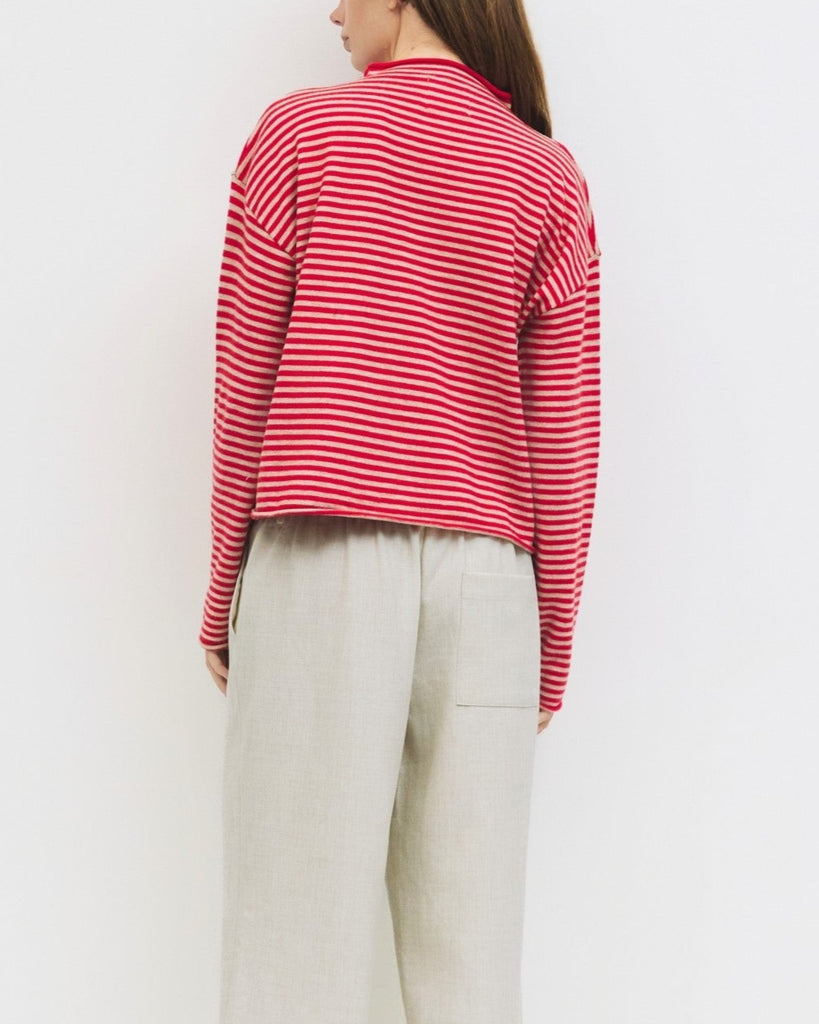 Elisa Cardigan in Red/Beige
