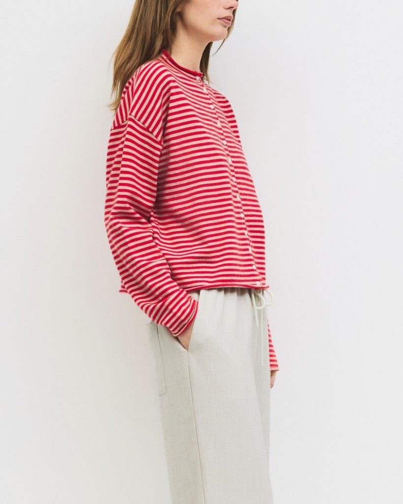 Elisa Cardigan in Red/Beige