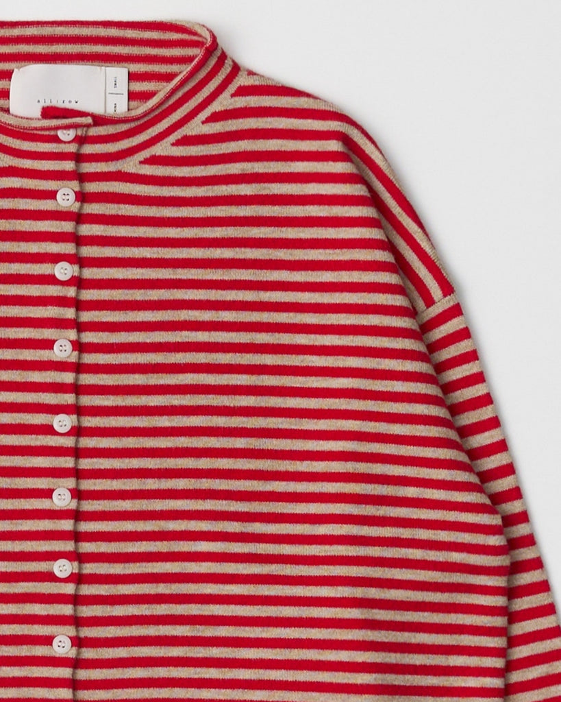 Elisa Cardigan in Red/Beige
