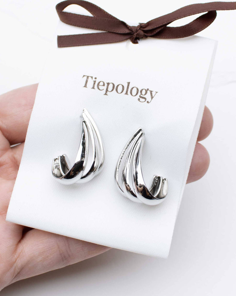 Sculptural Silver Hoop Earrings