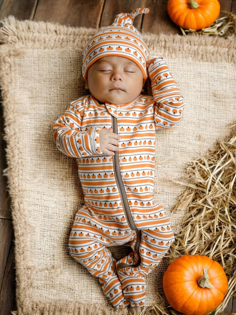 Zip Footie in Pumpkin Stripe