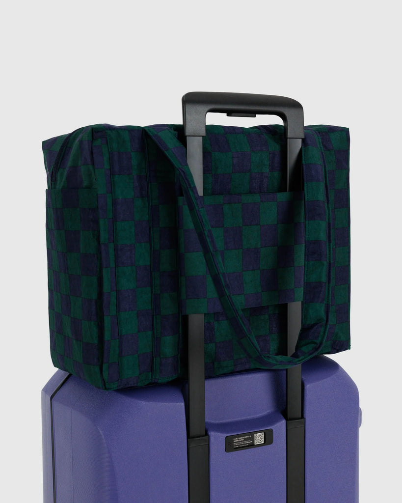 Small Cloud Carry On in Navy Green Check