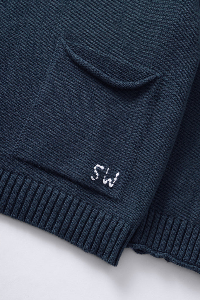 Mock Smock Sweater in Navy