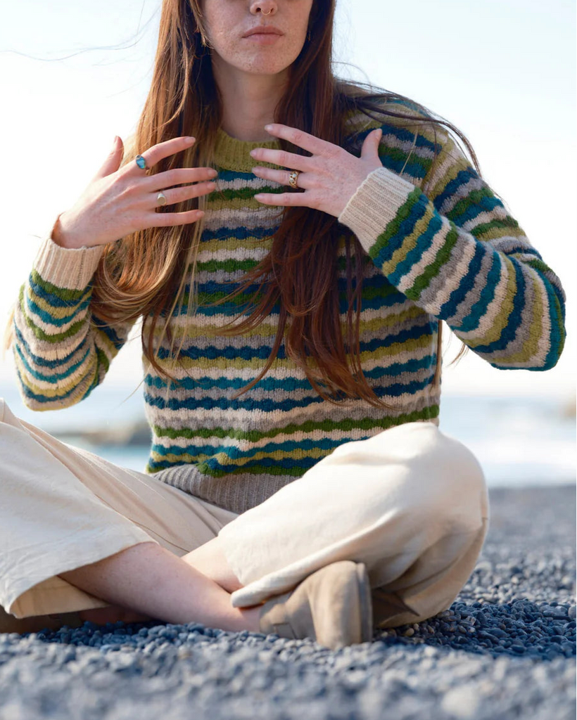 Kilim Sweater in Green Stripe