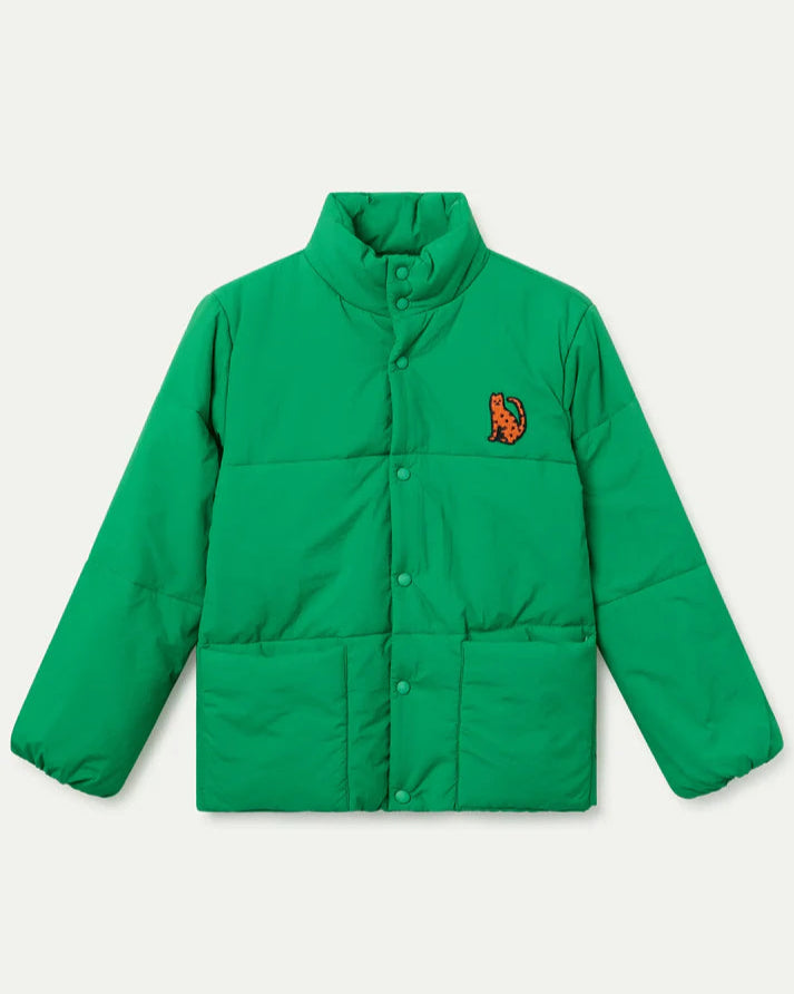 Leopard Puffer Coat in Green