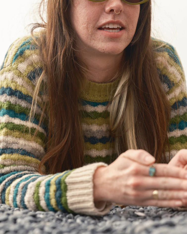 Kilim Sweater in Green Stripe