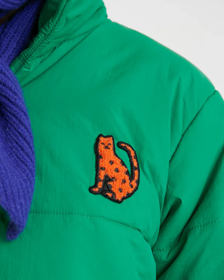 Leopard Puffer Coat in Green