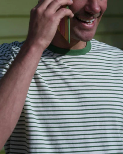 Striped Heavy Tee in Natural/Green