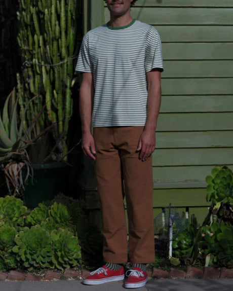 Striped Heavy Tee in Natural/Green