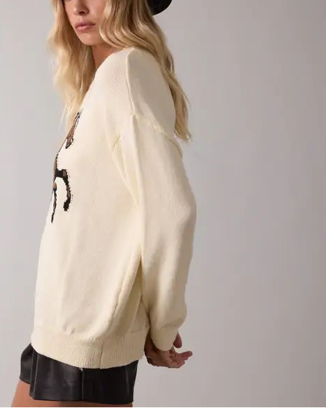 Horse Knit Sweater in Cream