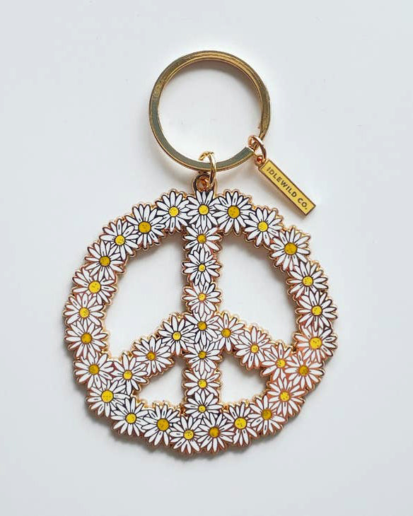 Peace Daisy Keychain