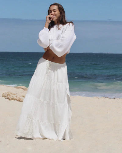 Tiered Maxi Skirt in White