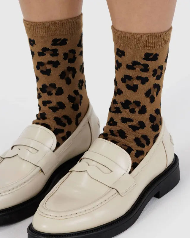 Baggu Crew Sock in Dark Leopard