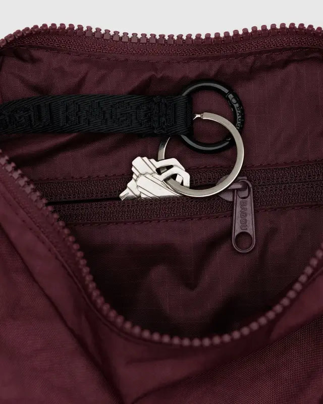 Small Nylon Crescent Bag in Mahogany