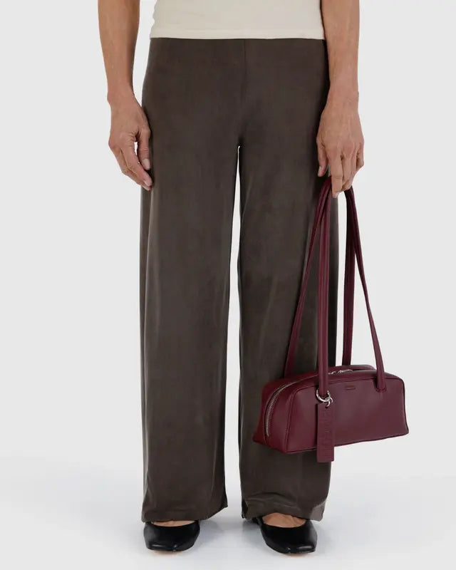 Small Recycled Leather Bowler Bag in Mahogany