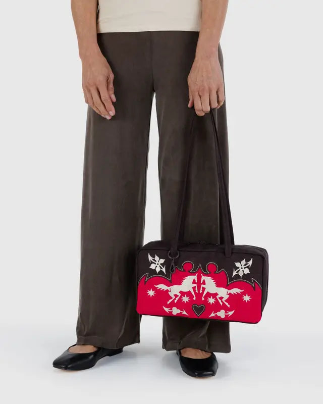 Nylon Bowler Bag in Western Applique