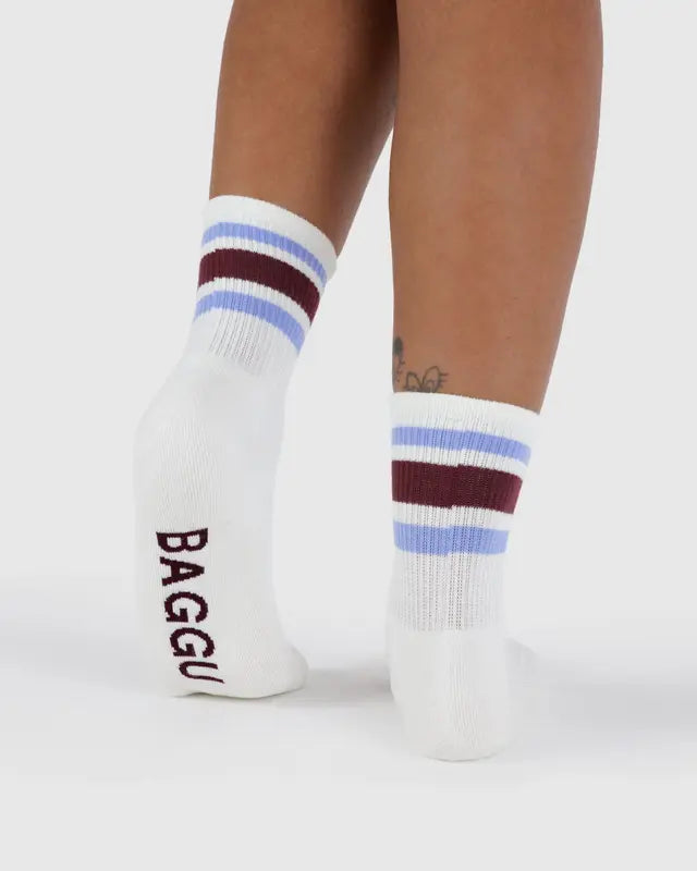 Baggu Ribbed Sock in Ivory Stripe