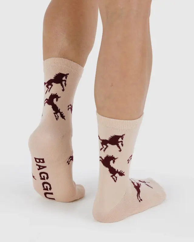 Baggu Crew Sock in Horses