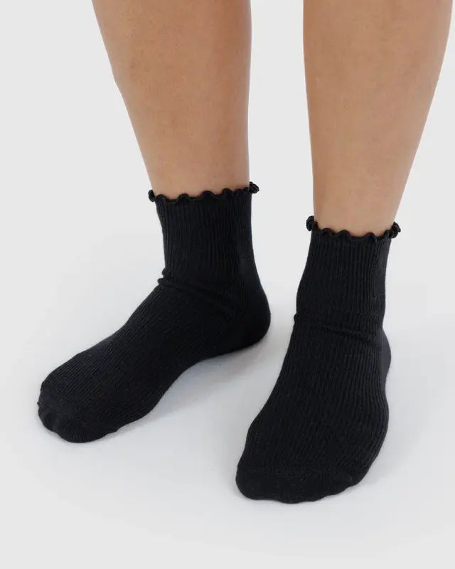 Lettuce Edge Sock Set of 2 in Grey/Black