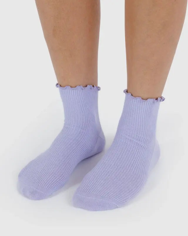 Lettuce Edge Sock Set of 2 in Lavender/Red