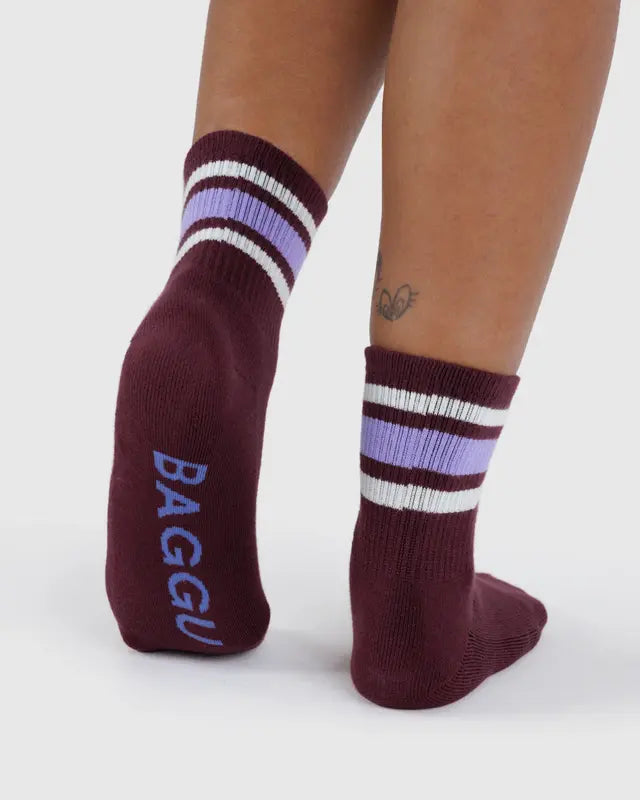 Baggu Ribbed Sock in Mahogany Stripe