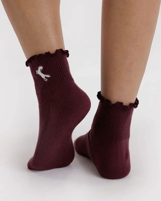 Lettuce Edge Sock Set of 2 in Mahogany/Navy Icons