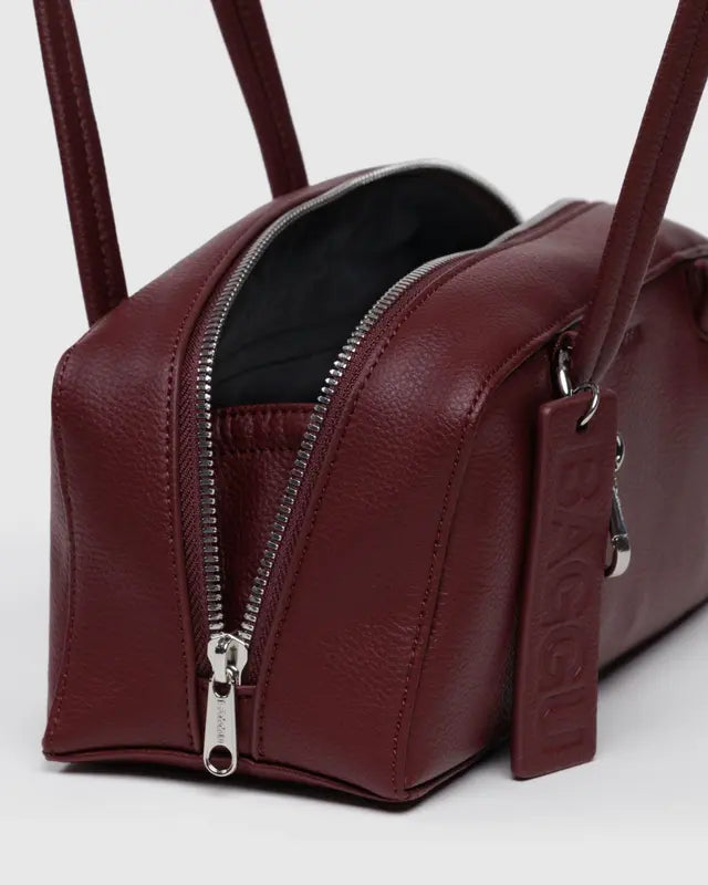 Small Recycled Leather Bowler Bag in Mahogany