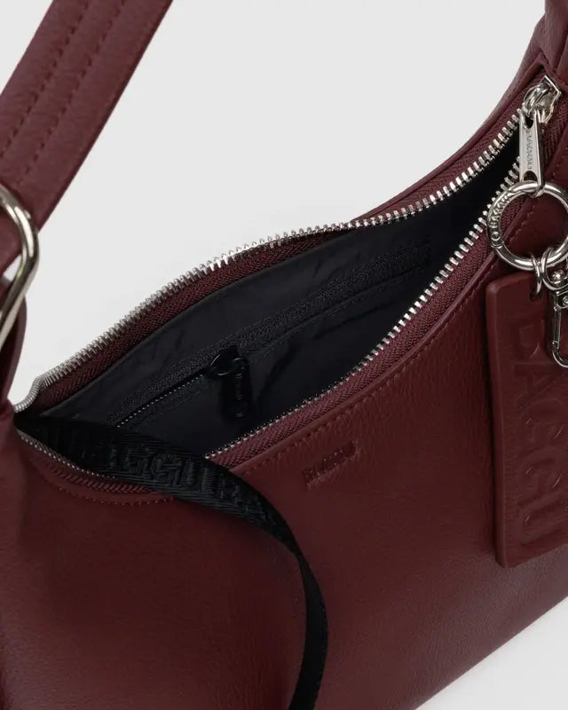 Mini Recycled Leather Shoulder Bag in Mahogany